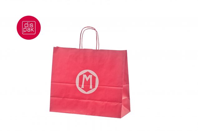 punainen ny�rik�densijallinen paperikassi painatuksella 