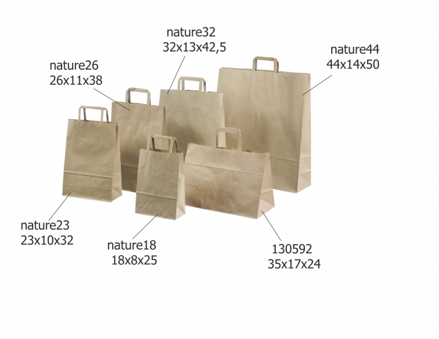 Miljøvennlige papirposer med flat hank og topp kvalitet