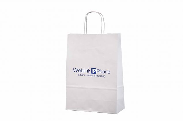 Snygg vit papperskasse i hg kvalitet. Kan fs med personligt tryck. Frakt till Sverige r kostnad