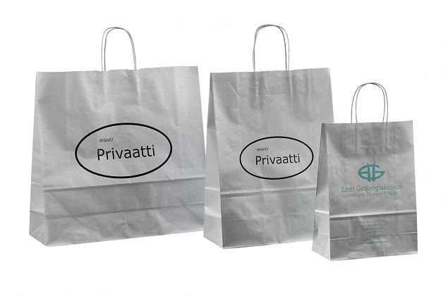 silverfrgad papperskasse med tryck 