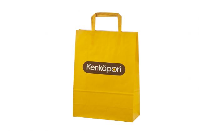 Snygg orangefrgad papperskasse med platta handtag. Kan fs med personligt tryck. Minsta orderanta