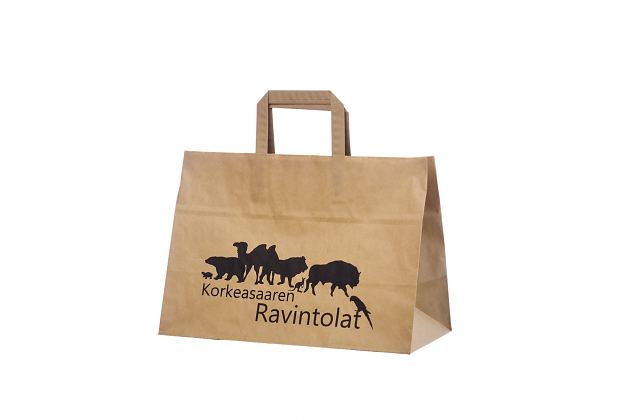 Take away papperskasse med fretagslogga. Finns i flera storlekar. Minsta orderantal med personlig