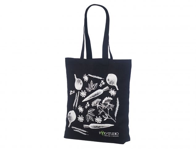 Black color tote bags with personal logo. Minimum order with personal logo starts from only 50 pcs