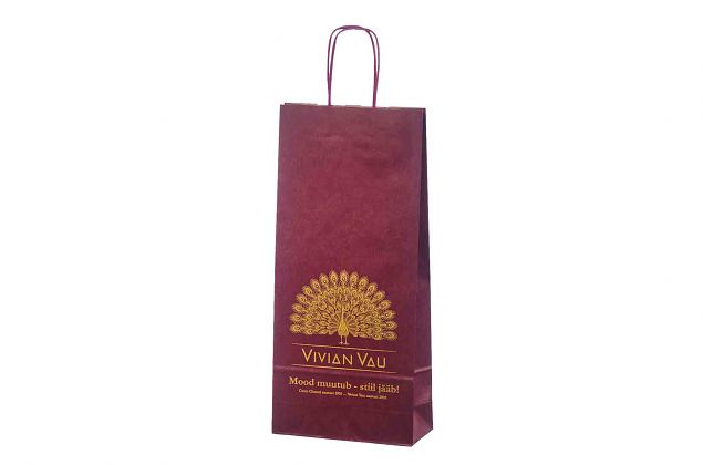 kraft paper bags for 1 bottle with logo 
