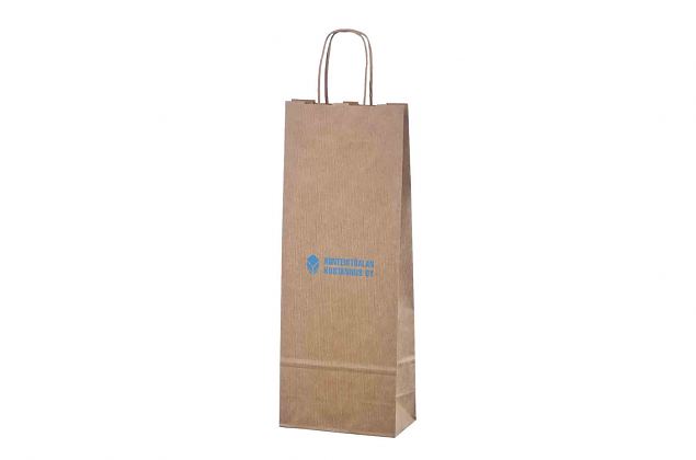 durable paper bags for 1 bottle with print 