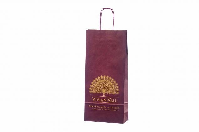 durable kraft paper bags for 1 bottle with personal print 