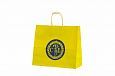 Fotogalleri med vores mange produkter i hj kvalitet gul papirspose med personligt logo 