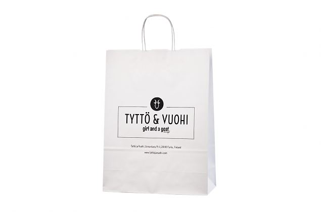 Valge paberkott on valmistatud tugevast paberist. Valikus erinevad suurused valget vrvi paberkott